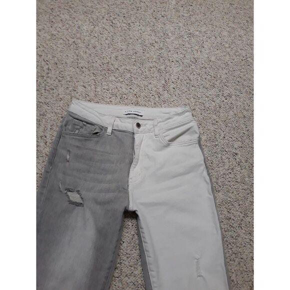 Flying Monkey High Rise Crop Skinny Two-Tone Raw Hem Distressed 27 - Picture 2 of 7